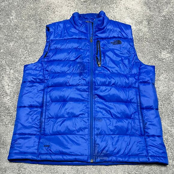 The North Face Puffer Vest Mens XL 550 Goose Down Puffer Jacket Coat Blue ** - Picture 1 of 9